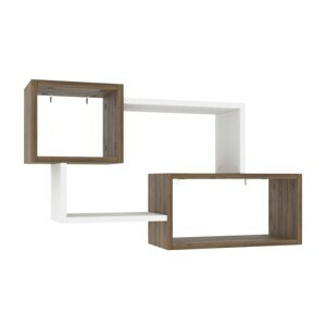 Kalune Design Nástenná polica AYDER 90 cm hnedá/biela