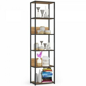 Ak furniture Knižnica Loft s kovovým rámom 50 cm - čierna/dub craft
