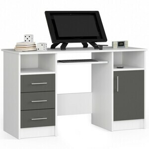 Ak furniture Volně stojící psací stůl Ana 124 cm bílý/grafitově šedý