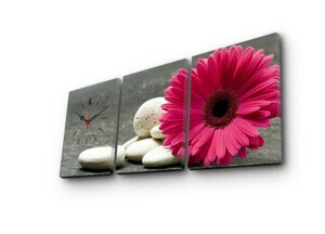 Hanah Home Obrazové nástenné hodiny Gerbera 96x40 cm viacfarebné