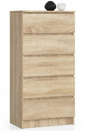 Ak furniture Komoda Kuba s 5 zásuvkami 60 cm dub sonoma