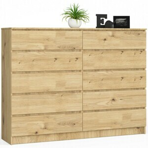 Ak furniture Komoda Kuba 160 cm 10 zásuviek dub artisan