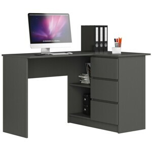 Ak furniture Rohový písací stôl B16 124 cm sivý pravý