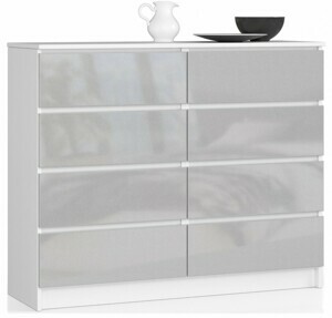 Ak furniture Komoda Kuba 120 cm 8 zásuviek biela/sivá