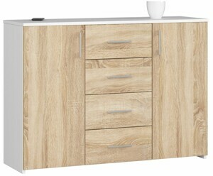Ak furniture Komoda Torvi K 110 cm biela/dub sonoma