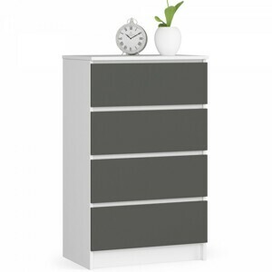 Ak furniture Komoda Kuba 60 cm - 4 zásuvky biela/grafitová