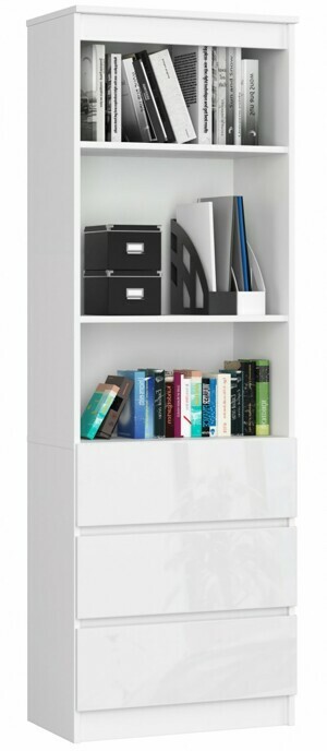 Ak furniture Knižnica Star 60 cm biely mat/biely lesk