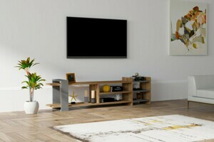 Kalune Design TV stolek ZEYNA 156 cm antracitový/ořech