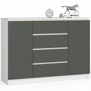 Ak furniture Komoda TOVE K 140 cm biela/grafit