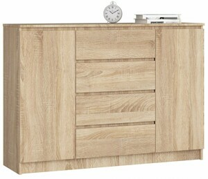 Ak furniture Komoda Kryštof 140 cm 2 skrinky a 4 zásuvky dub sonoma