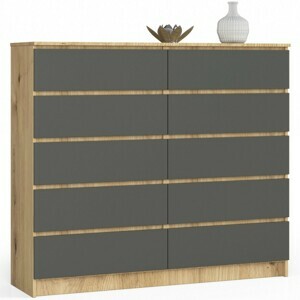 Ak furniture Komoda Kuba 140 cm 10 zásuviek dub artisan/grafit