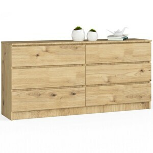 Ak furniture Komoda Kuba 160 cm 6 zásuviek dub artisan