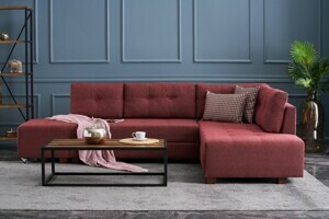 Hanah Home Rohová rozkládací pohovka Manama bordó pravá
