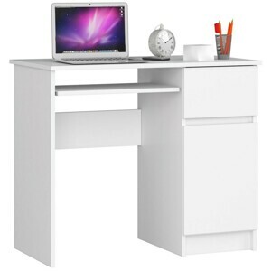 Ak furniture Písací stôl PIKSEL 90 cm biely pravý