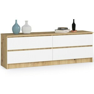 Ak furniture Komoda Kuba 160 cm 4 zásuvky dub artisan/biela