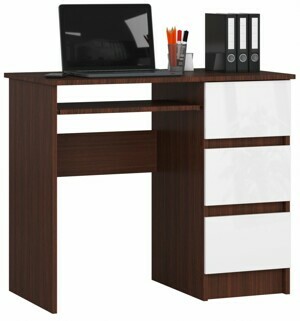 Ak furniture Písací stôl A-6 90 cm wenge/biely pravý