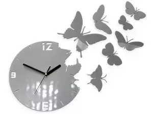 ModernClock 3D nalepovacie hodiny Butterfly sivé