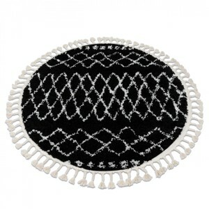 Dywany Lusczow Okrúhly Shaggy koberec BERBER ETHNIC G3802 čierny, velikost kruh 160