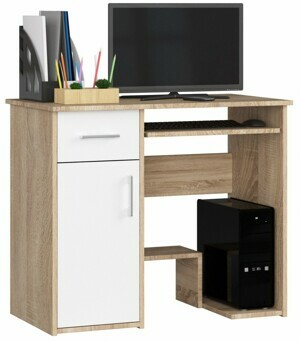 Ak furniture Volně stojící psací stůl Jay 90 cm dub sonoma/bílý