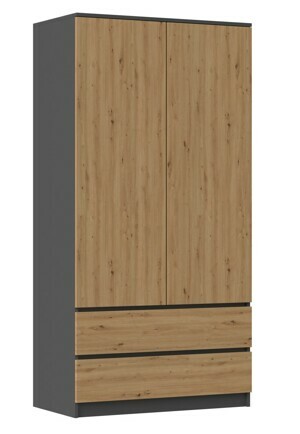 TP Living Šatní skříň MALWA I 90 cm antracit/dub artisan