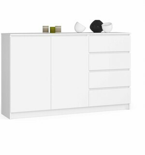 Ak furniture Komoda K013 160 cm biela - 2 skrinky a 4 šuplíky