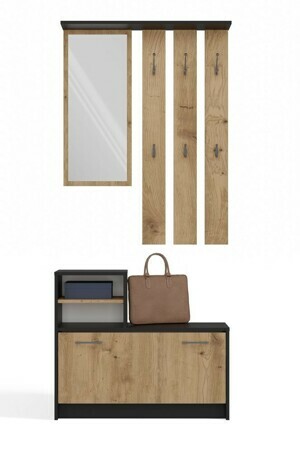 TP Living Predsieňová stena GARDE 85 cm antracit/dub artisan