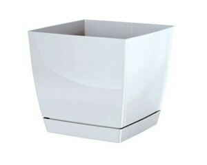 Prosperplast Kvetináč Coubi Square s miskou biely, varianta 10 cm