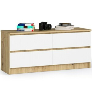 Ak furniture Komoda Kuba 120 cm 4 zásuvky dub artisan/biela
