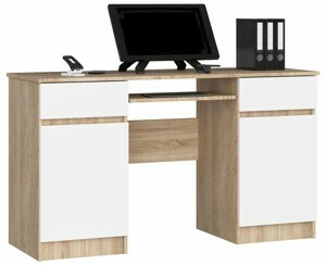 Ak furniture Písací stôl A5 135 cm dub sonoma/biely