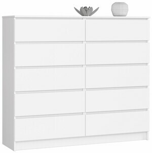Ak furniture Komoda Kuba 140 cm 10 zásuviek biela