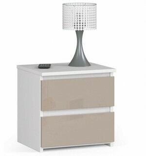 Ak furniture Nočný stolík CL2 40 cm biely/cappuccino lesk
