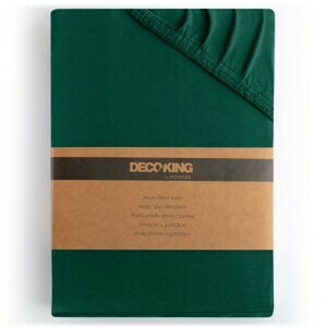 DecoKing Bavlnené prestieradlo AmeliaHome AMBER tmavozelené, velikost 100-120x200+30