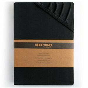 Bavlnené jersey prestieradlo s gumou DecoKing Amber čierne, velikost 100-120x200+30