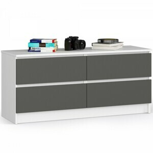 Ak furniture Komoda Kuba 120 cm 4 zásuvky biela/grafit