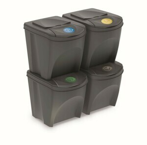 Prosperplast Sada 4 odpadkových košů Soorti na tříděný odpad 4 x 25 l šedá