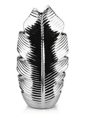 Mondex Keramická váza LEAF 35 cm stříbrná