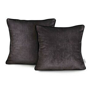 Obliečky na vankúše AmeliaHome Velvet Piping tmavohnedé, velikost 45x45