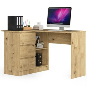 Ak furniture Rohový písací stôl B16 124 cm dub artisan ľavý