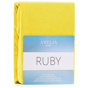 Froté prestieradlo s gumou AmeliaHome Ruby žlté, velikost 220-240x220