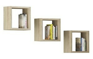 Ak furniture Súprava políc Kika 25x25 cm dub sonoma