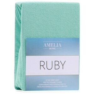 Froté prestieradlo s gumou AmeliaHome Ruby mätové, velikost 200-220x200+30