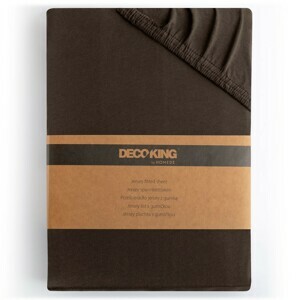 Bavlnené jersey prestieradlo s gumou DecoKing Amber čokoládové, velikost 100-120x200+30