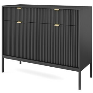Piaski Komoda Nova 104 cm se zásuvkami černá/černý rám