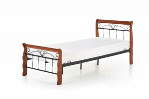 HALMAR Kovová postel Veronica 90x200 jednolůžko antická třešeň / černá
