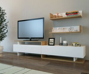 Hanah Home Obývacia stena Ayaz 180 cm biela/hnedá
