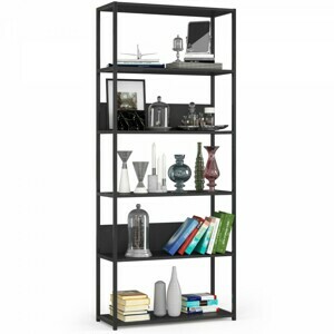 Ak furniture Knižnica Loft s kovovým rámom 80 cm čierna