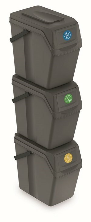 Prosperplast Súprava 3 odpadkových košov COMPO II 3x25L sivý kameň