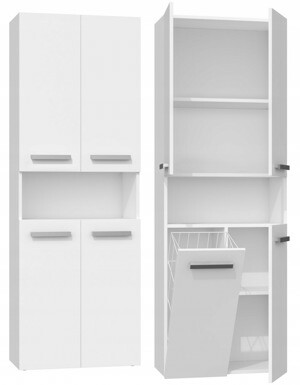 Kúpeľňová skrinka s košom Houseland Nelly matná biela