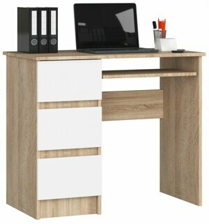 Ak furniture Písací stôl A-6 90 cm dub sonoma/biely ľavý