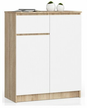 Ak furniture Komoda Kiara 80 cm 2 skrinky a 1 zásuvka dub sonoma/biela